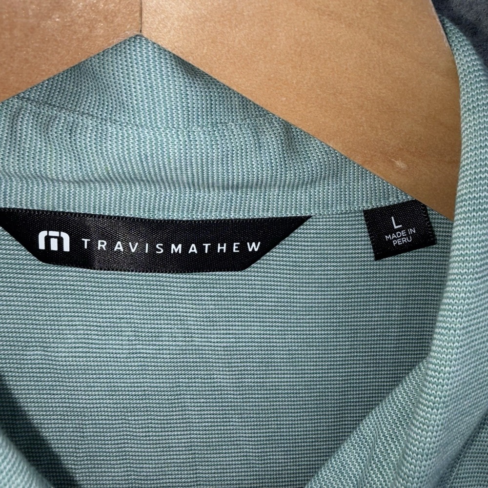 Travis Mathew Performance Golf Polo Large Seafoam Green Solid Cotten Blend - Picture 7 of 9
